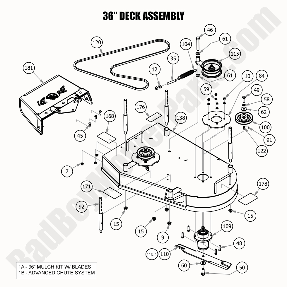 2705 - Bad Boy Mower Parts Lookup > 2020 > Walk Behind > 36\" Deck Assembly
